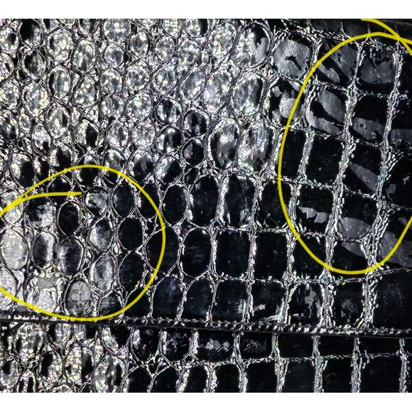 CARLOS FALCHI VINTAGE RARE BLACK CROC HANDBAG W/ SNAP CLOSURE 12.5" L X 6" H - Picture 7 of 14